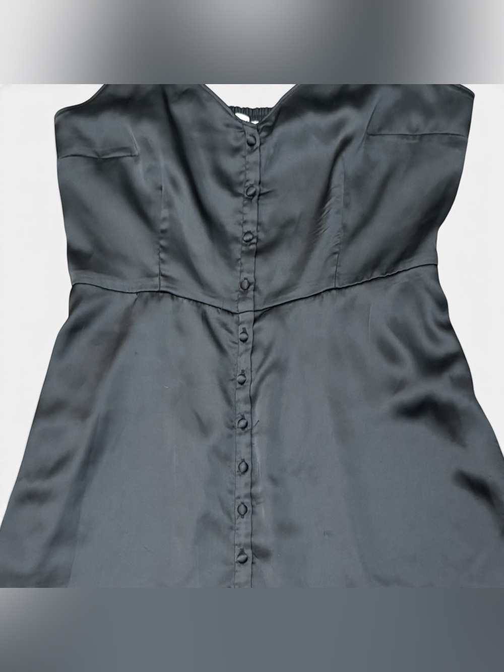 Abercrombie & Fitch Black Button Down Satin Slip Midi Dress Size L - Picture 6 of 7